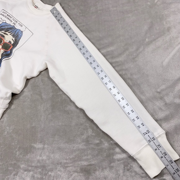 RE/DONE HANES Classic 100% Cotton Raglan Sweatshirt Pullover Top sz MEDIUM White - Picture 11 of 14